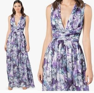 NWT Dress The Population Jaclyn Floral Chiffon Maxi Dress Size Small